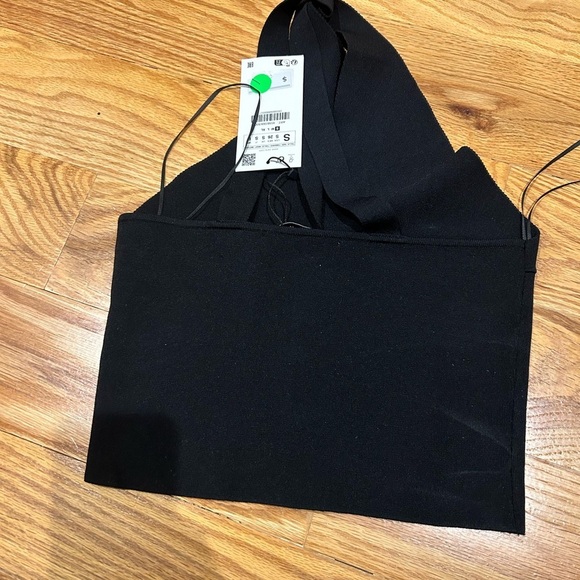 Zara Black Knit Deep V Top - Picture 5 of 6